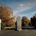 Mature trees and arboretum landscape at Woodside Cemetery
