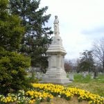 Mature trees and arboretum landscape at Woodside Cemetery